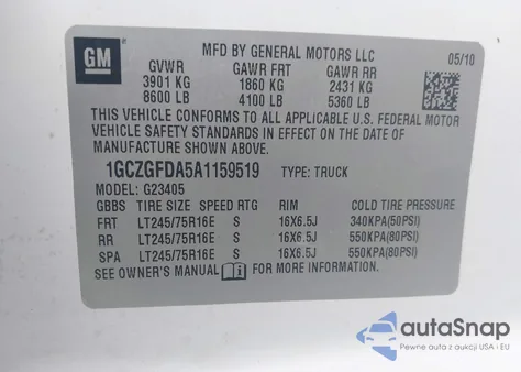 2010 Chevrolet Express 2500 Work Van from USA, damaged, VIN 1GCZGFDA5A1159519